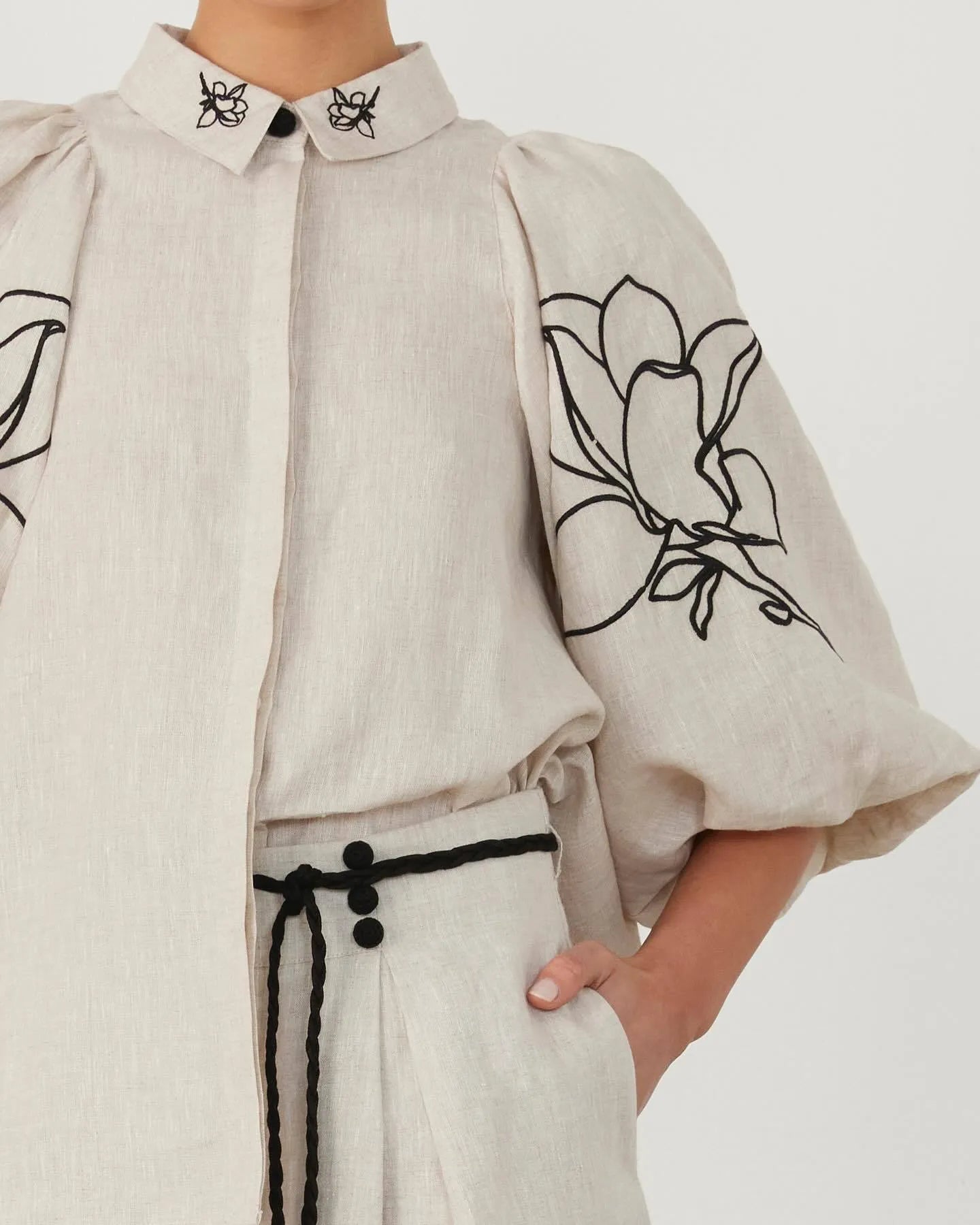 European And American Spring And Summer Fashion Cotton And Linen Printed Wide-leg Pants Suit - Bellarte Enchanté European And American Spring And Summer Fashion Cotton And Linen Printed Wide-leg Pants Suit